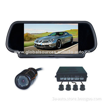 Car reverse camera with 7inch rear-view mirror, waterproof IP67 screen with touch key